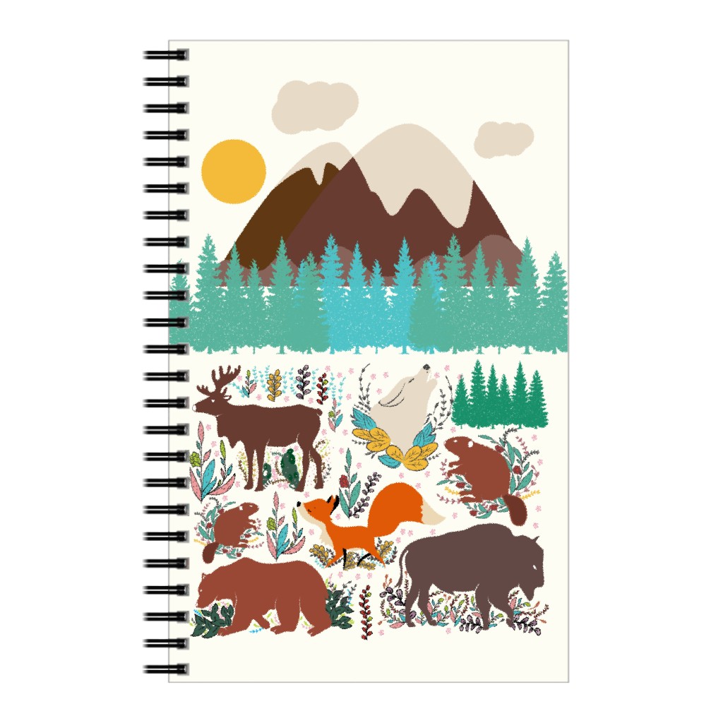 Wildlife Mountain Illustration Notebook, 5x8, Multicolor