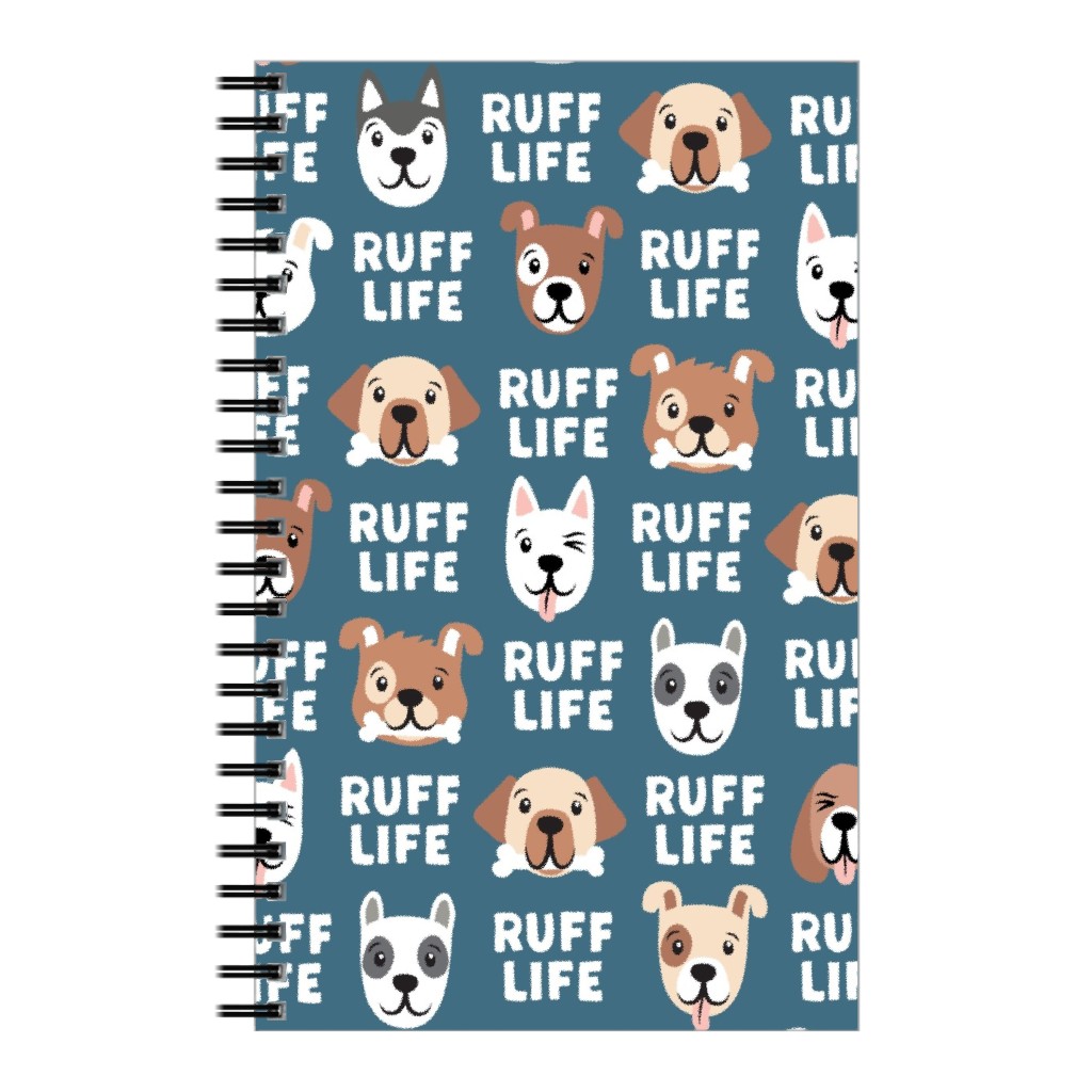 Ruff Life - Dog - Dark Blue Notebook, 5x8, Blue