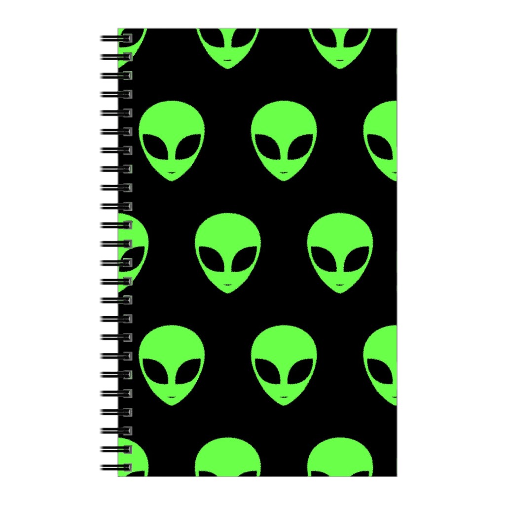 Retro Alien - Neon Green and Black Notebook, 5x8, Green
