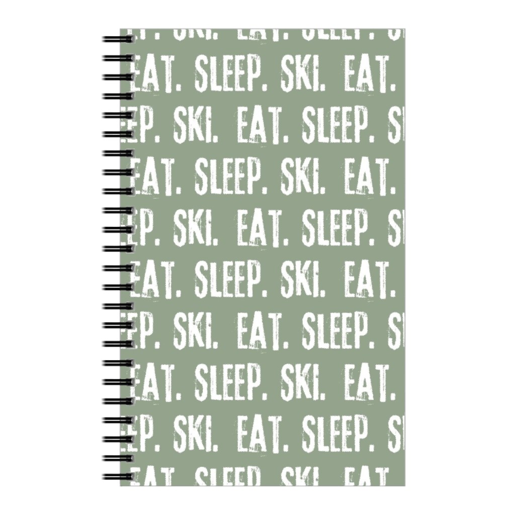 Eat Sleep Ski Notebook, 5x8, Green, Mantis