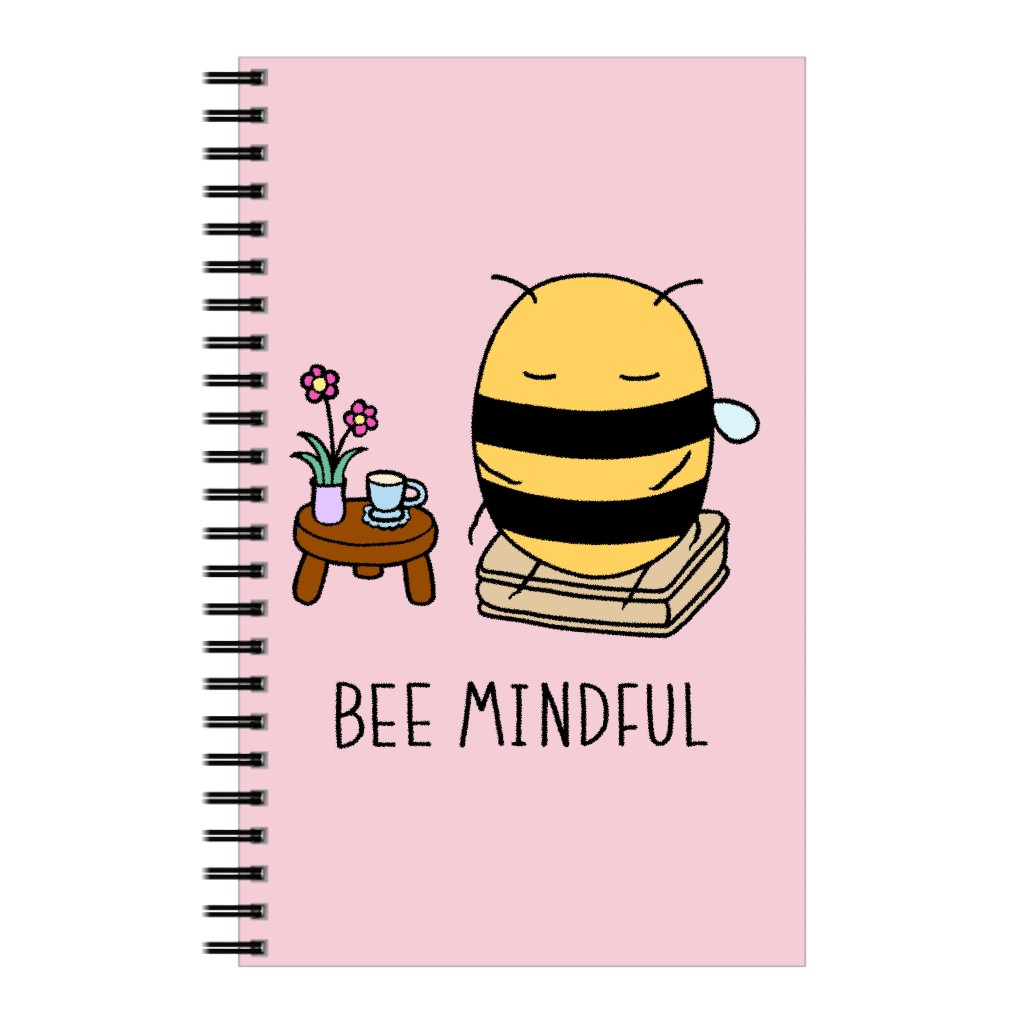 Bee Mindful Notebook, 5x8, Pink