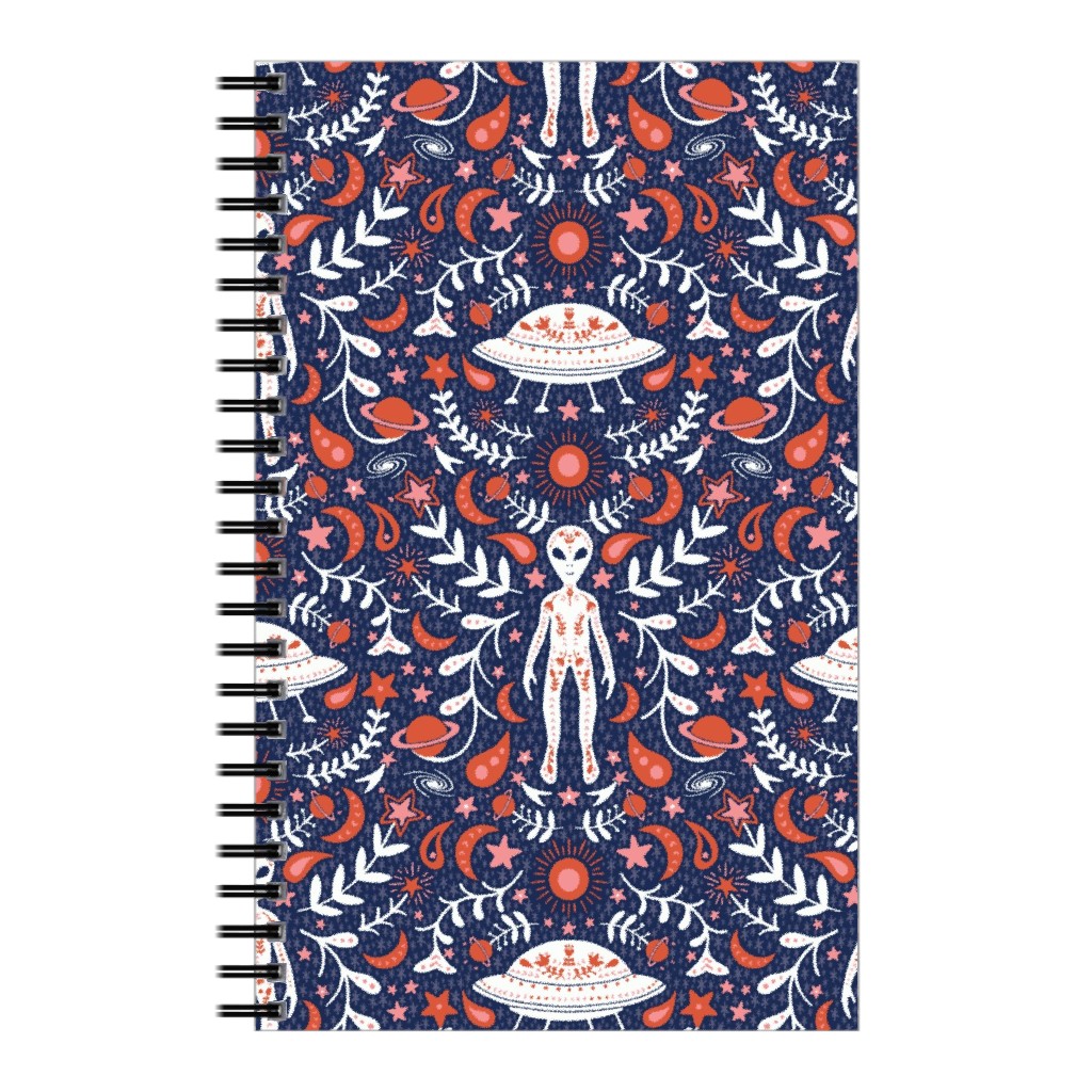 Folk Art Alien Notebook, 5x8, Multicolor, Baltic