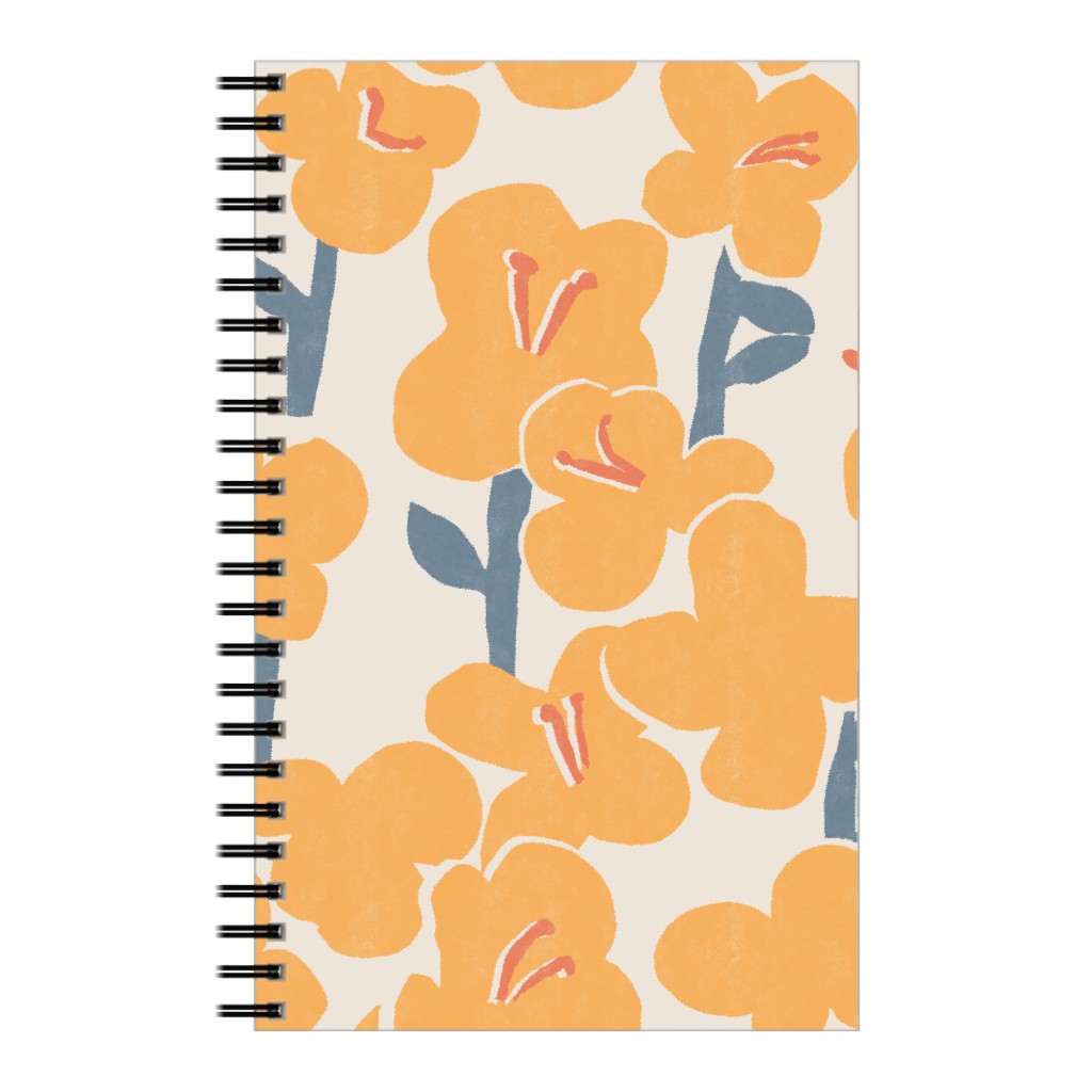 Field of Mod Flowers - Yellow Notebook, 5x8, Yellow