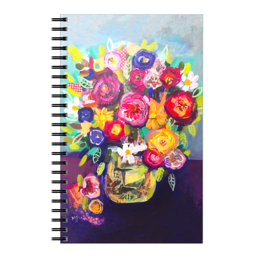 Acrylic Summer Floral Bouquet - Vibrant Notebook, 5x8, Multicolor