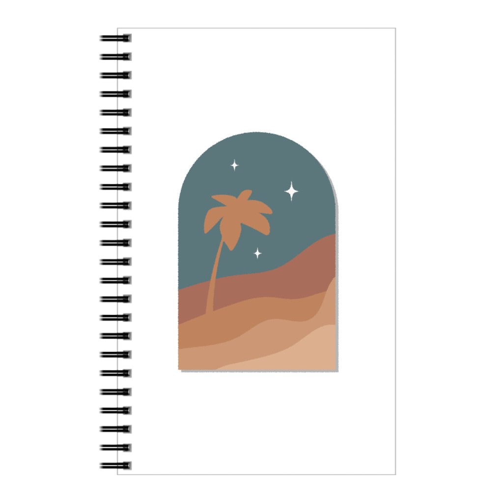 Abstract Landscape in Window With Tree Notebook, 5x8, Multicolor, Hemlock