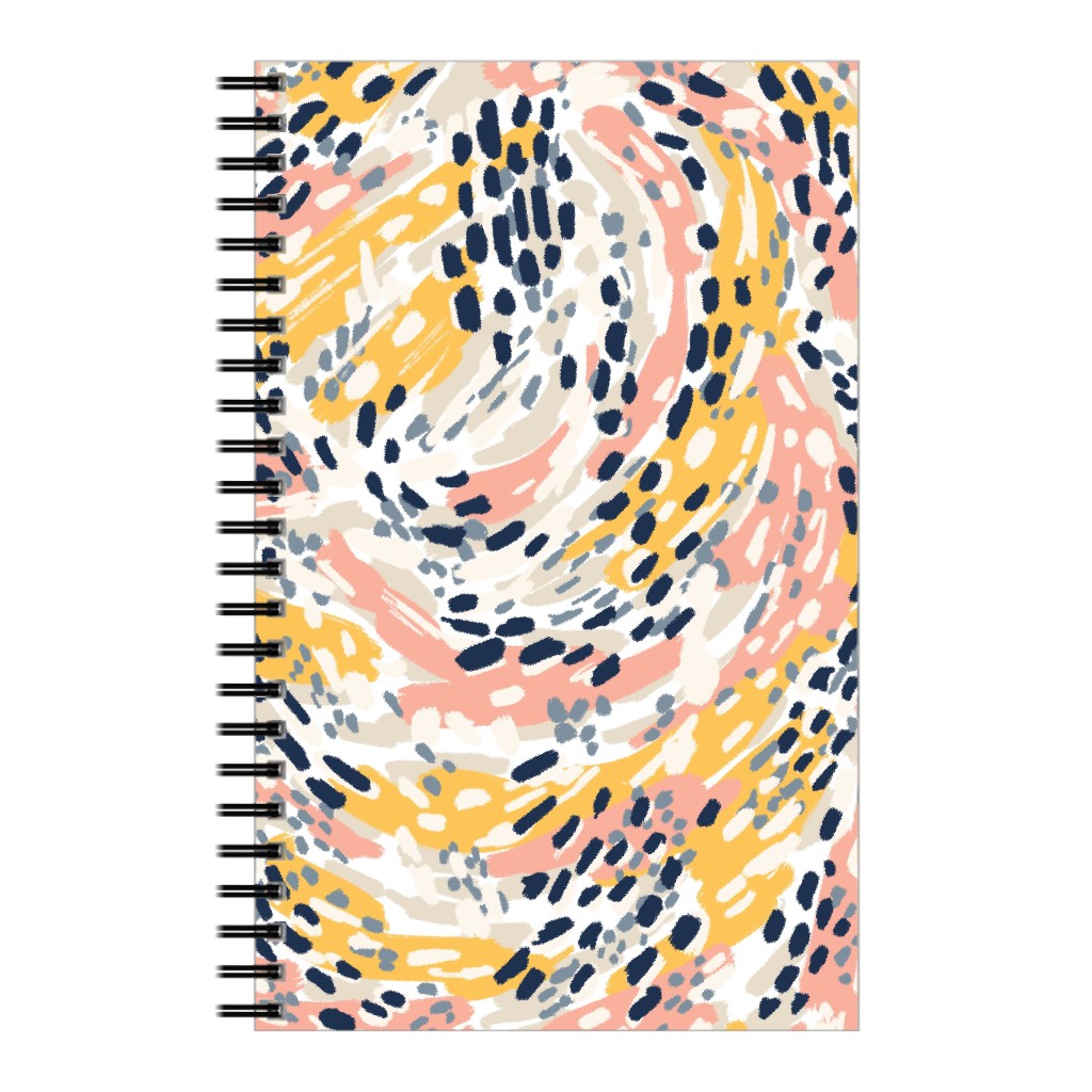 Abstract Painterly Swirls, Dots and Brushstrokes - Multi Notebook, 5x8, Multicolor
