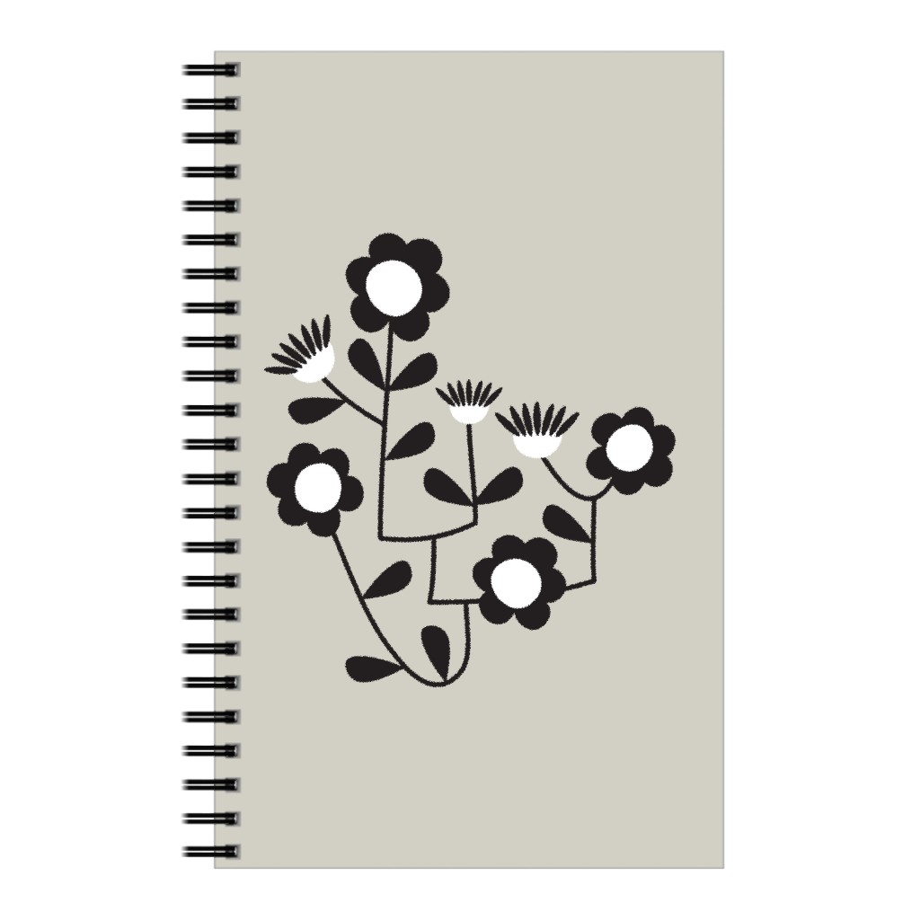 Mod Hanging Floral Notebook, 5x8, Gray