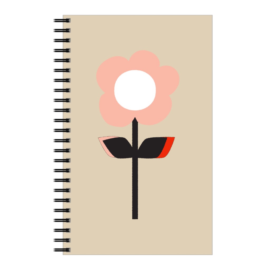 Retro Flower Notebook, 5x8, Pink