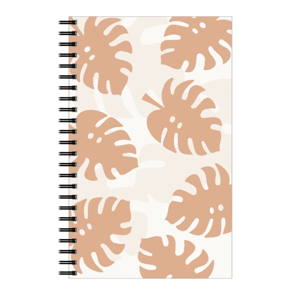 Monstera Leaves in Earth Tones Notebook, 5x8, Orange