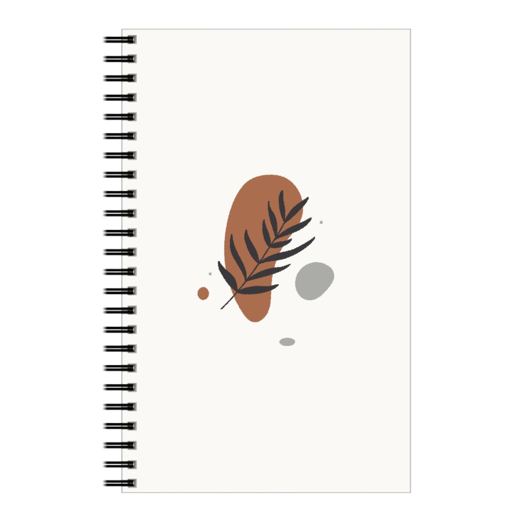 Shapes and Fern Leaf V Notebook, 5x8, Brown