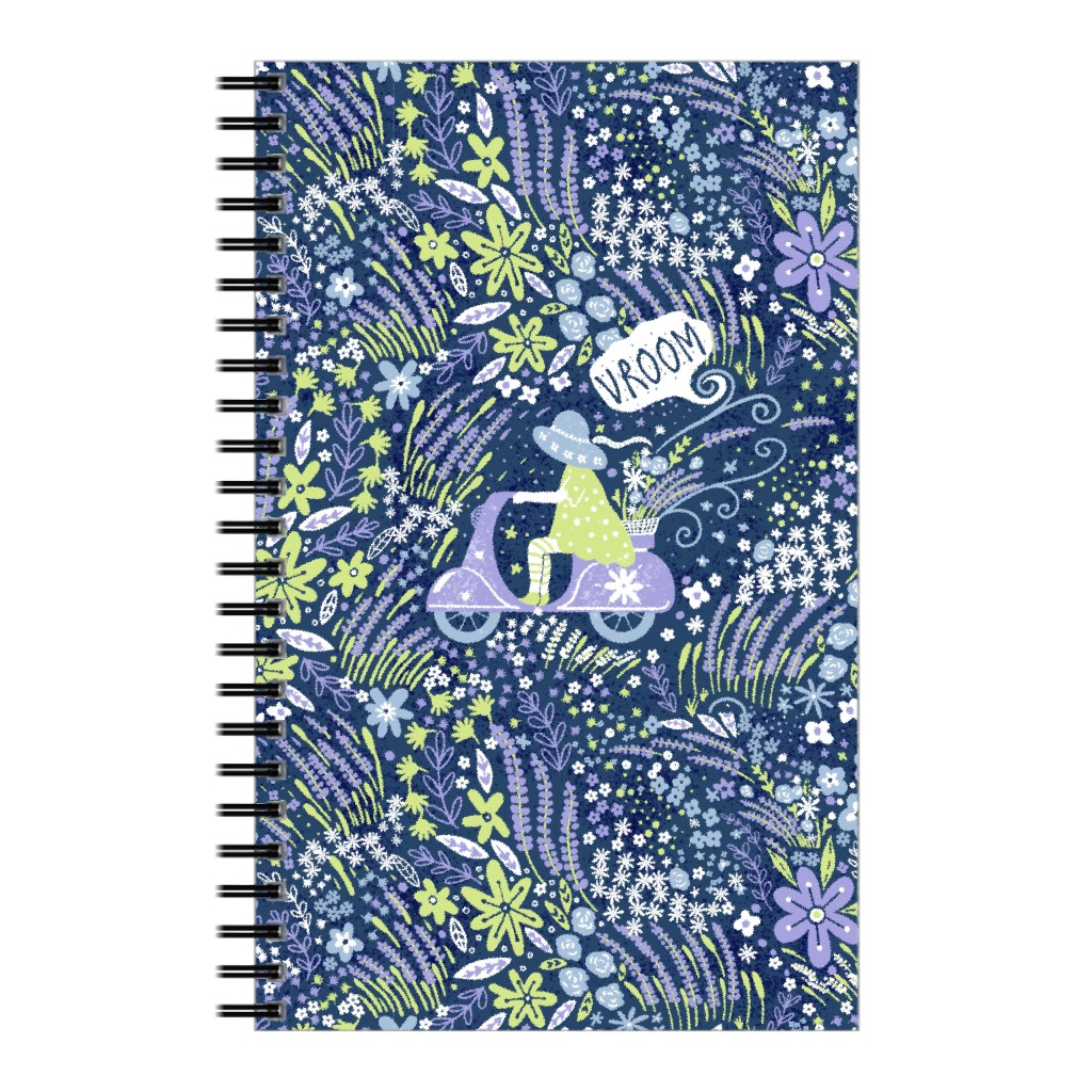 Vroom Moped - Dark Blue Notebook, 5x8, Blue