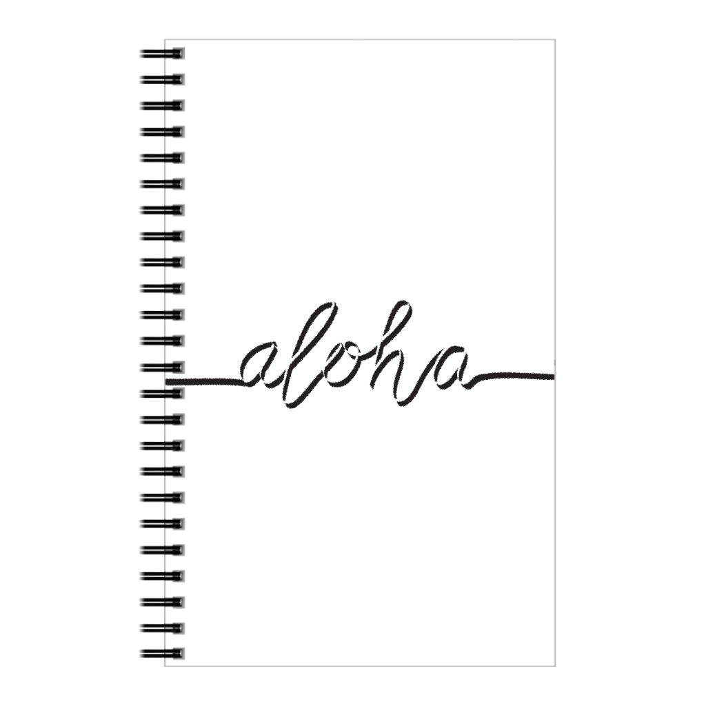Aloha Script - Black and White Notebook, 5x8, White