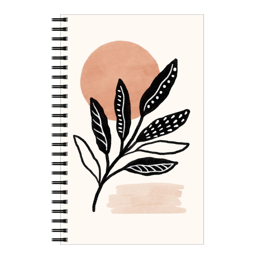 Leaves At Sunset Notebook, 5x8, Beige, Black
