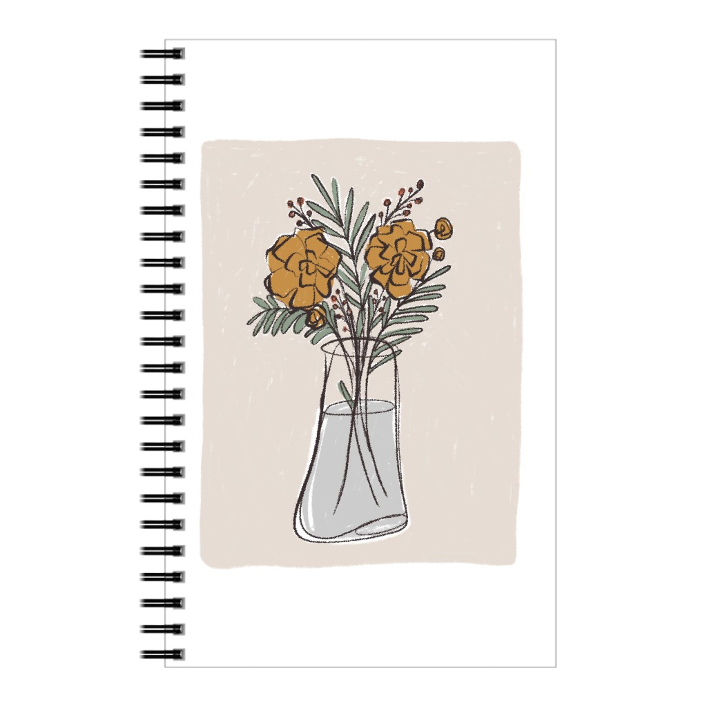 Bouquet Study - Yellow on Beige Notebook, 5x8, Beige