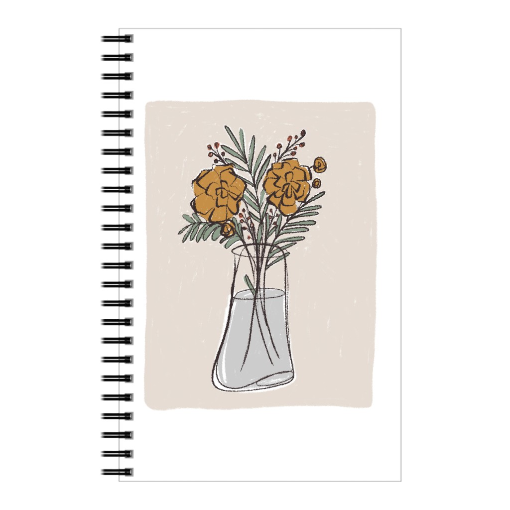 Bouquet Study - Yellow on Beige Notebook, 5x8, Beige, Pearl