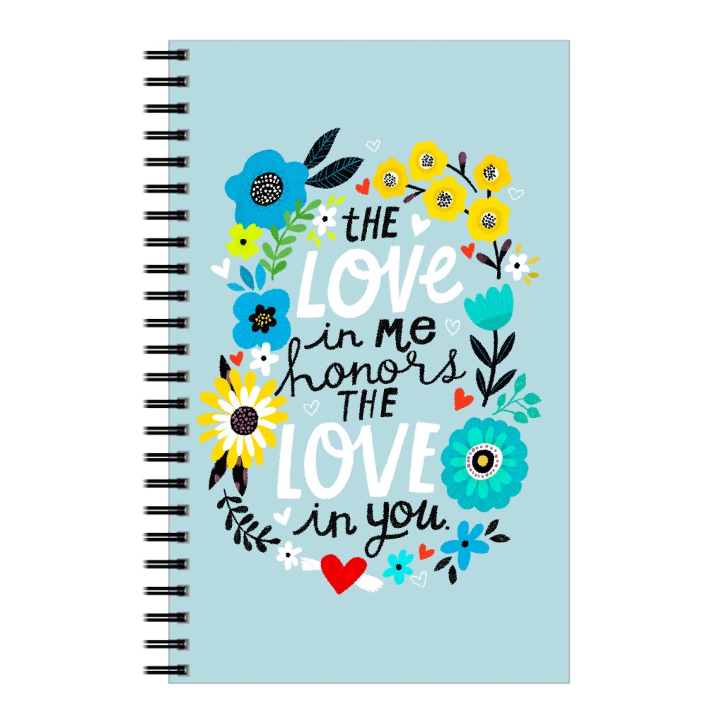 the Love in Me Honors the Love in You - Light Blue Notebook, 5x8, Blue, True Blue