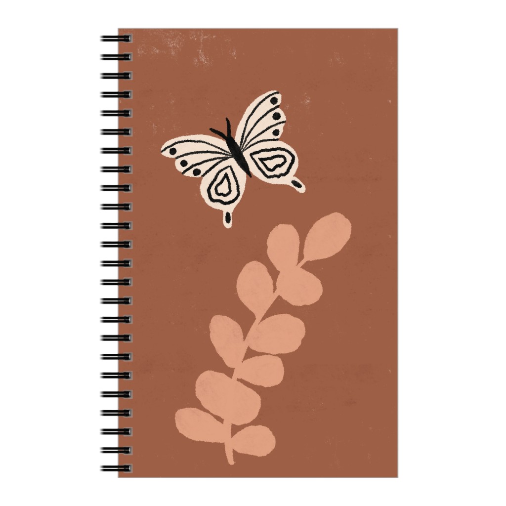 Butterfly and Branch - Warm Notebook, 5x8, Brown, Brown