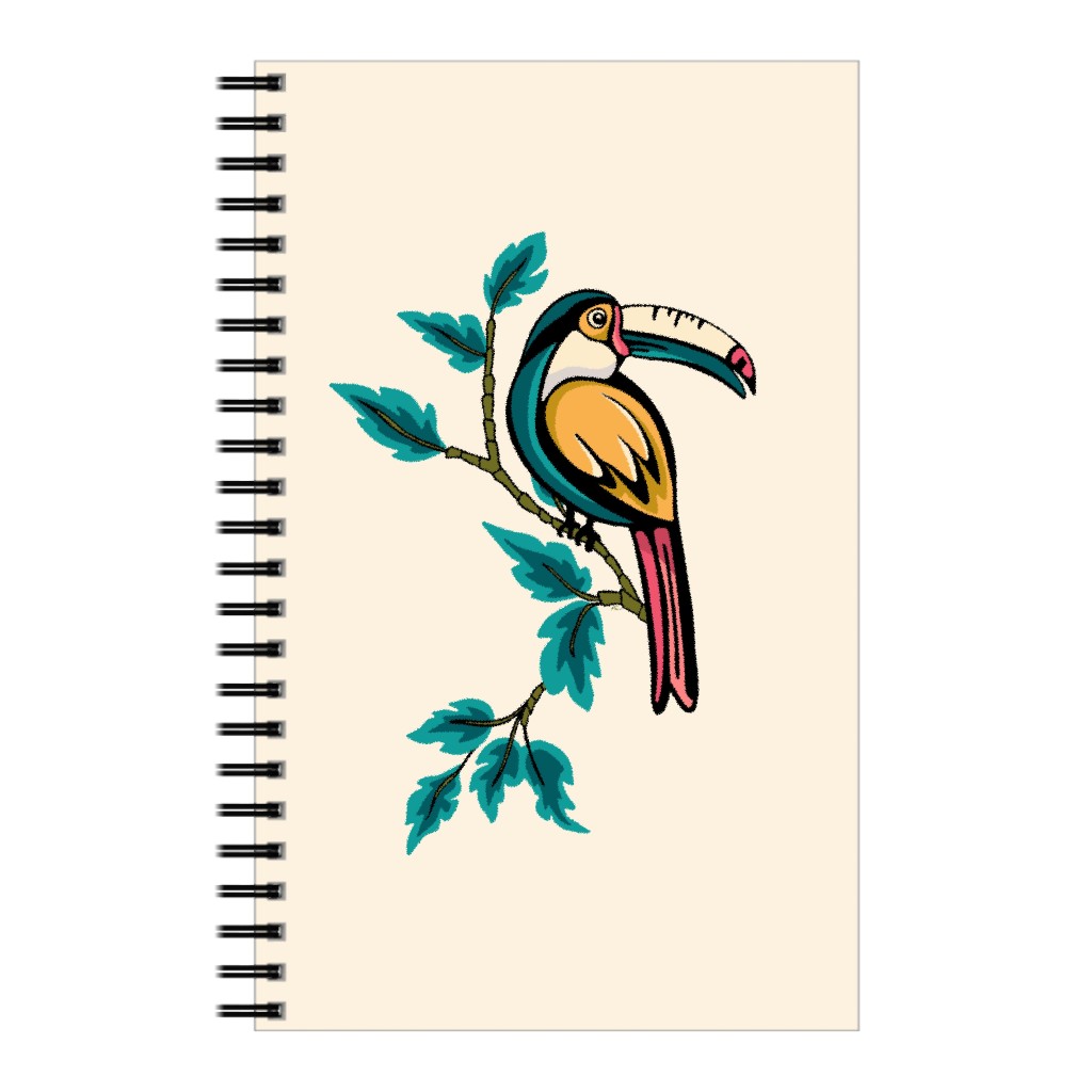 Perched Bird on Branch - Multi Notebook, 5x8, Beige