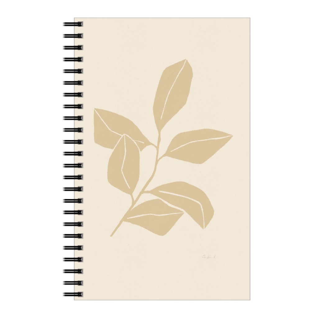 Botanical Ficus Branch With Leaves - Neutral Notebook, 5x8, Beige