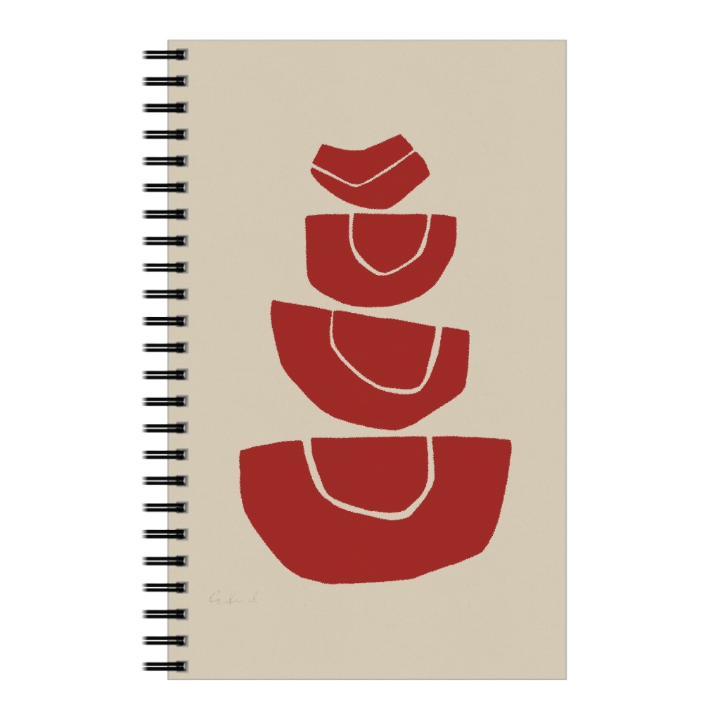 Geometric Stack Abstract Notebook, 5x8, Red