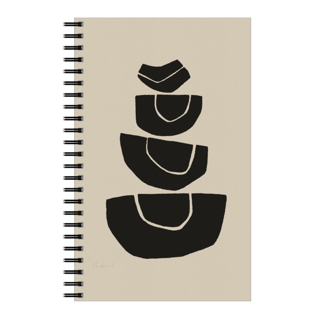 Geometric Stack Abstract Notebook, 5x8, Black