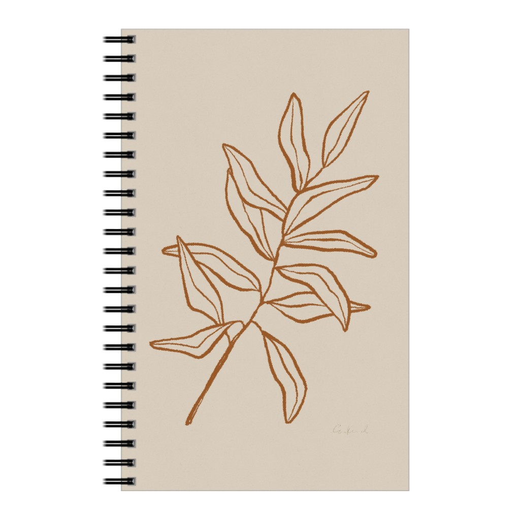Botanical Eucalyptus Notebook, 5x8, Beige, Golden