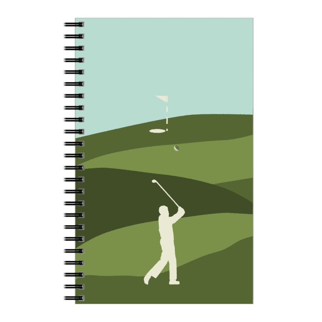 Golf Minimal Art - Blue and Green Notebook, 5x8, Green