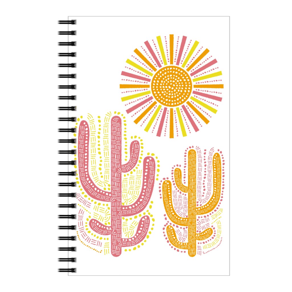 Boho Cactus and Sunny Summer - Warm Notebook, 5x8, Multicolor