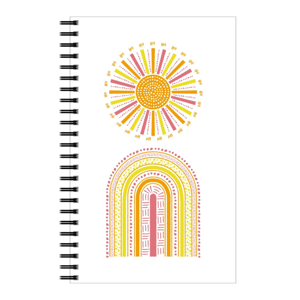 Boho Rainbow and Sun - Warm Notebook, 5x8, Multicolor