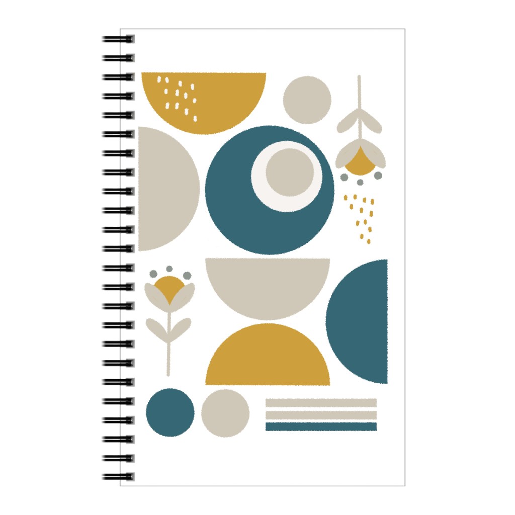 Abstract Floral - Yellow and Blue Notebook, 5x8, Multicolor
