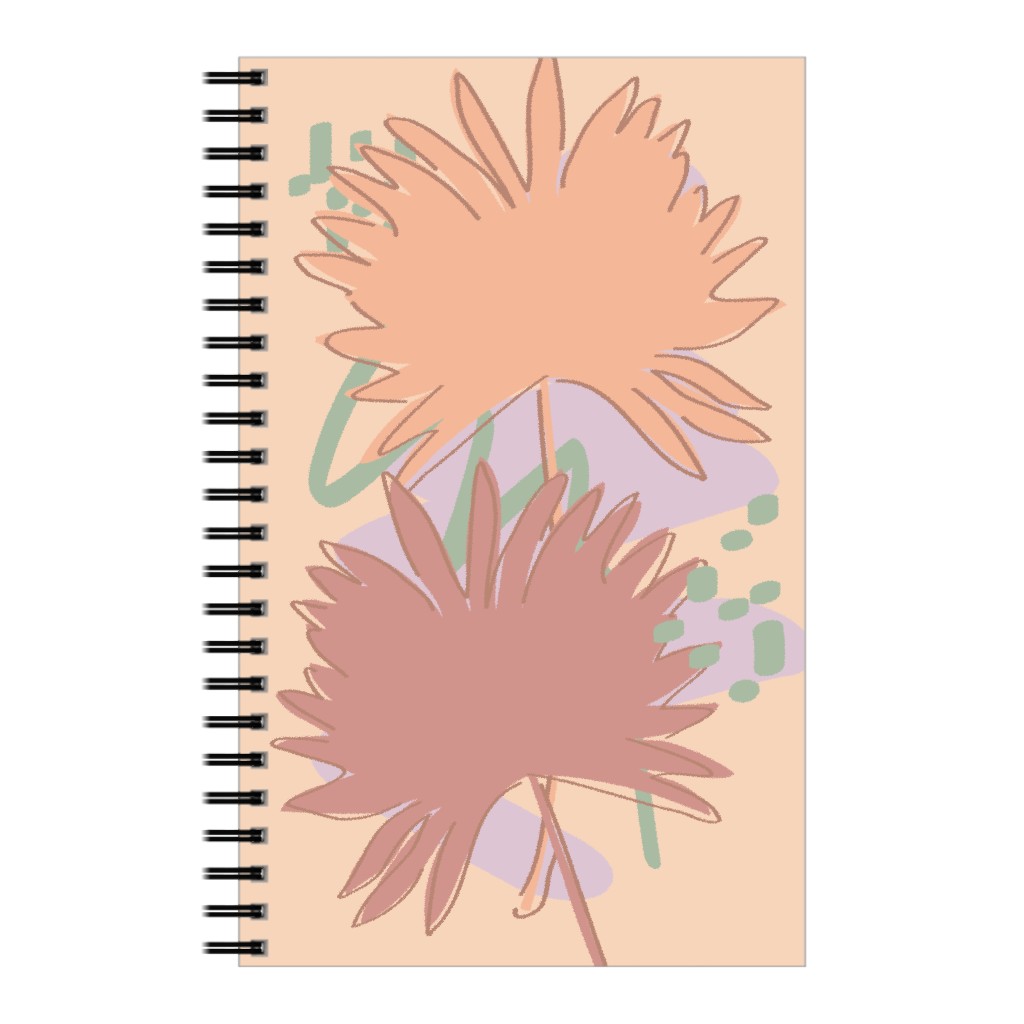 Modern Sabal Palm - Pink Notebook, 5x8, Orange, Orange