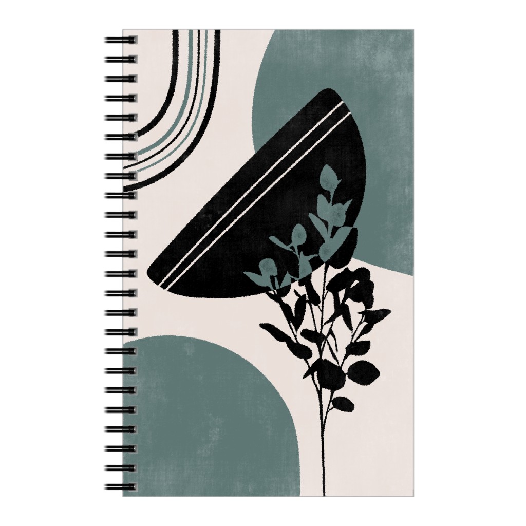 Modern Eucalytus Botanical - Green and Ivory Notebook, 5x8, Green