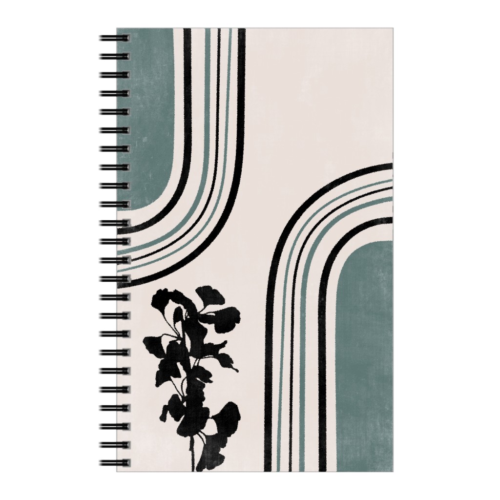 Modern Garden Pathway - Green and Ivory Notebook, 5x8, Green