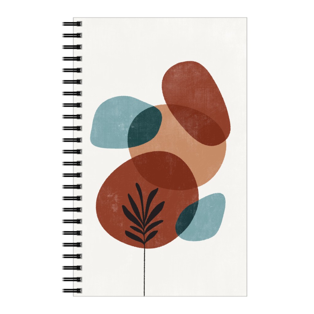 Abstract Leaf Orb - Terracotta and Ivory Notebook, 5x8, Brown