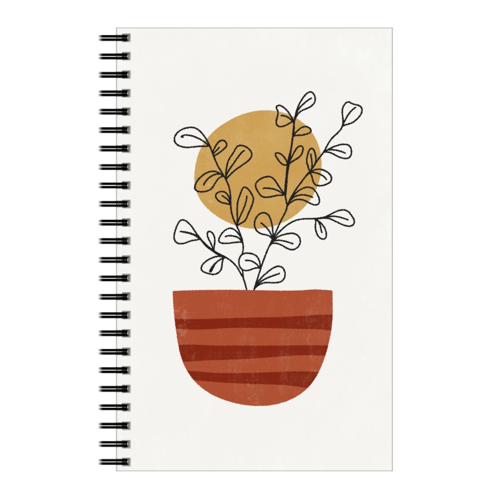 Abstract Flower Pot - Terracotta and Ivory Notebook, 5x8, Brown