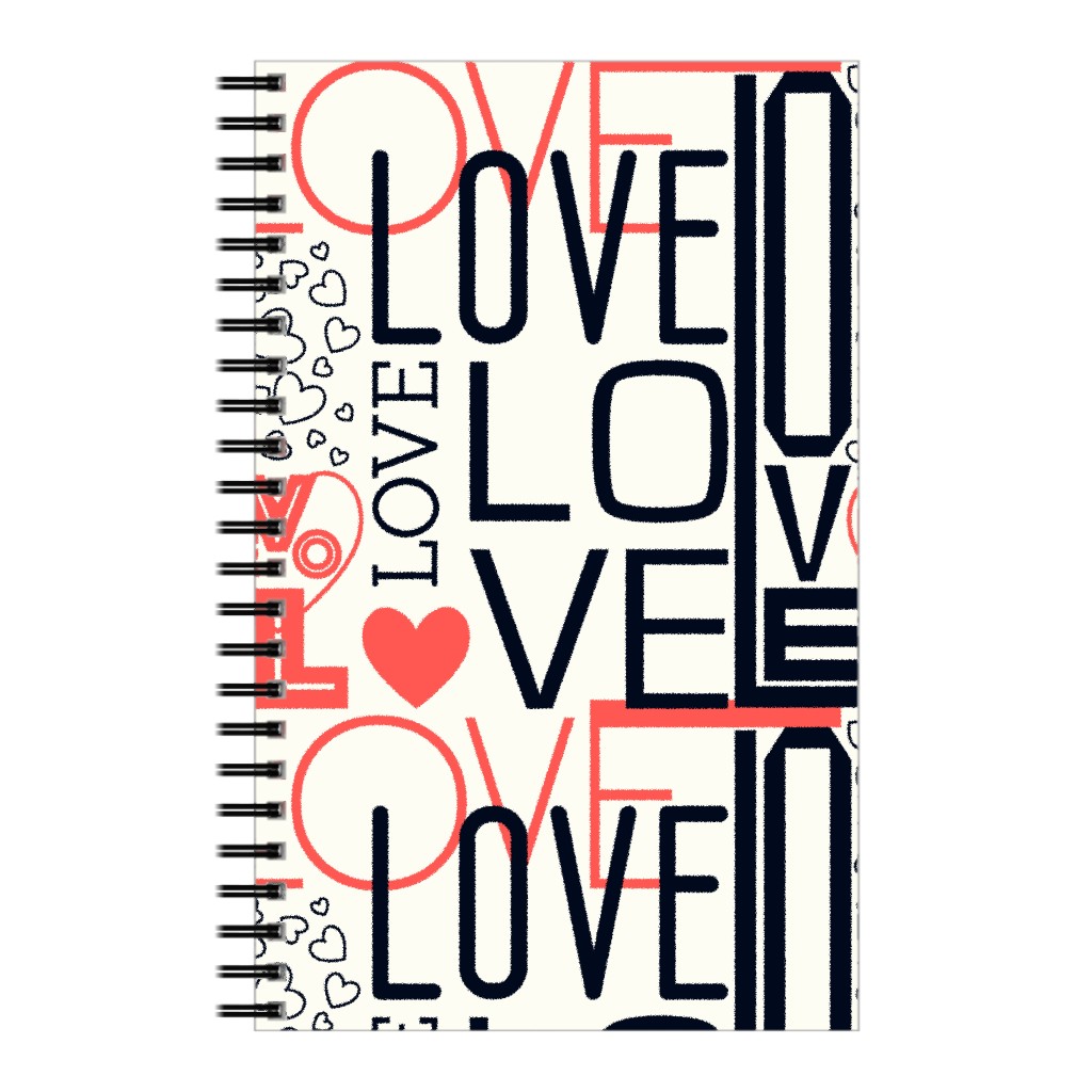 Love - Neutral With Red Notebook, 5x8, Beige, Pearl