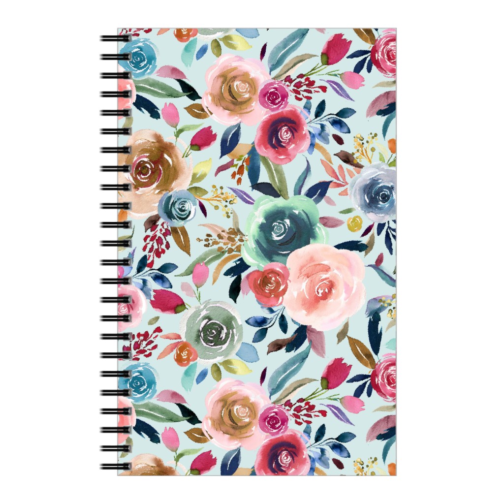 Sweet Watercolor Romance - Turquoise Notebook, 5x8, Blue, True Blue