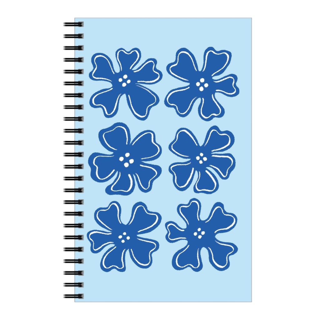 Button Flowers Notebook, 5x8, Blue