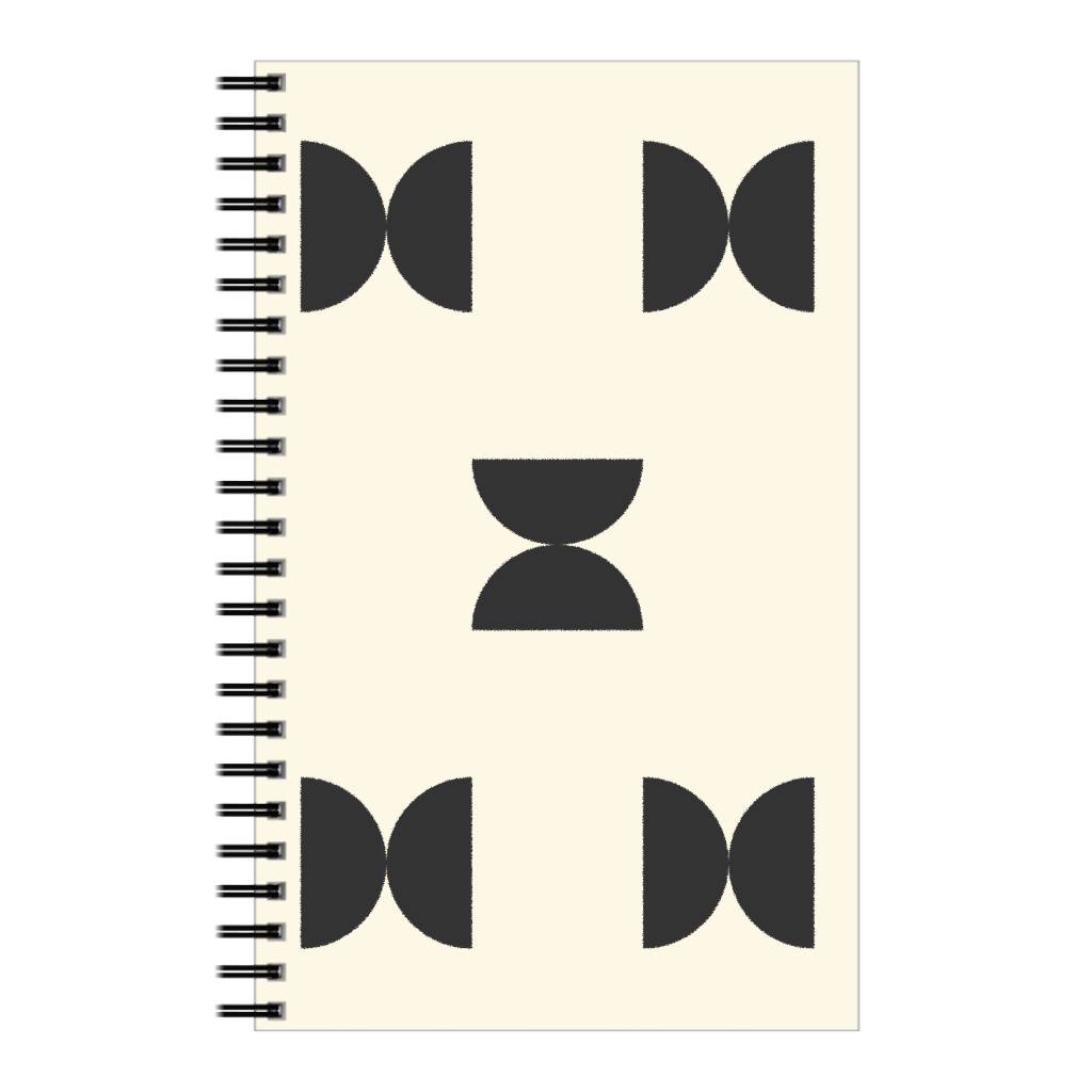 Minimal Geometric Abstract Bauhuas - Cream and Black Notebook, 5x8, Beige