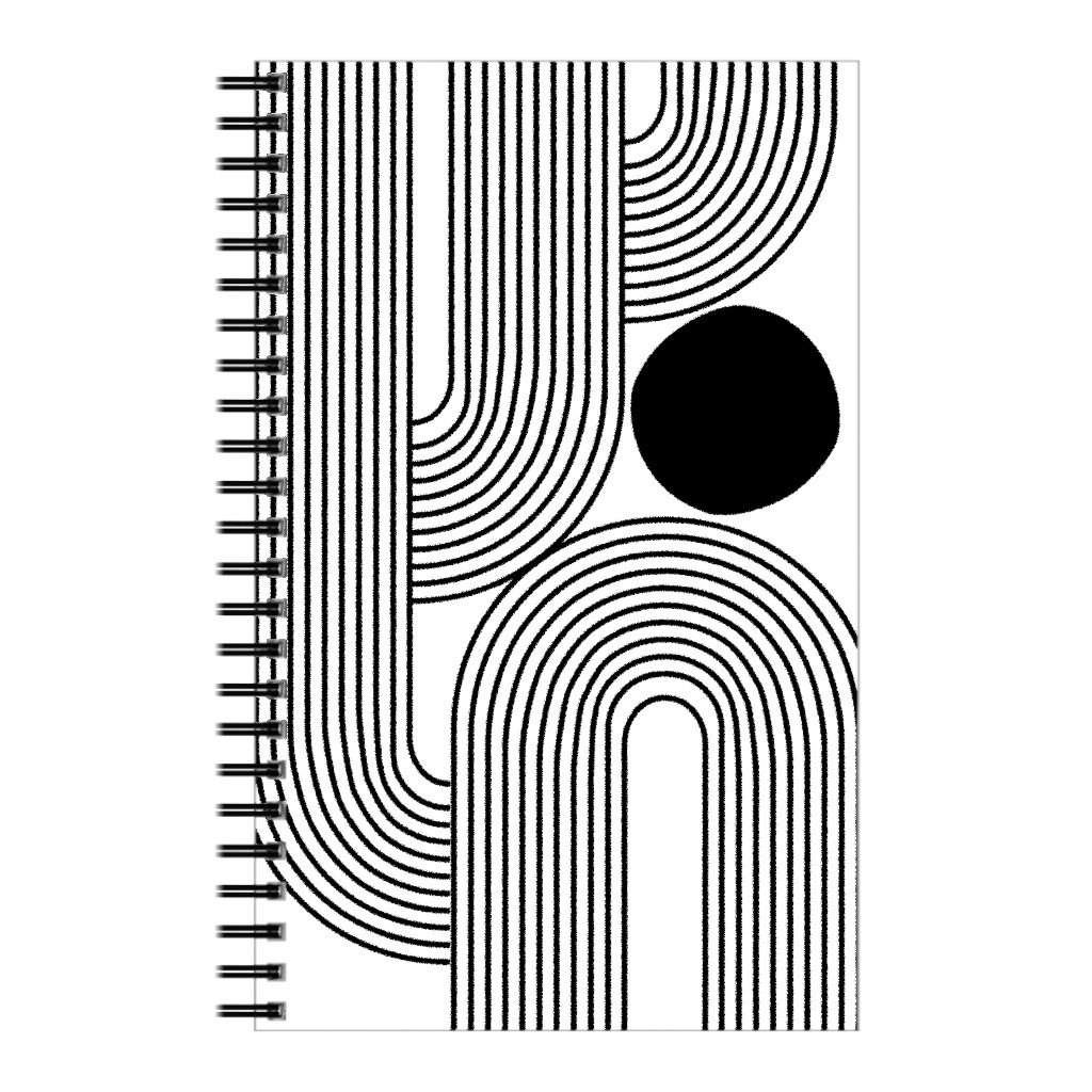 Rising Sun Minimal Geometric Lines Notebook, 5x8, Black, Rich Black