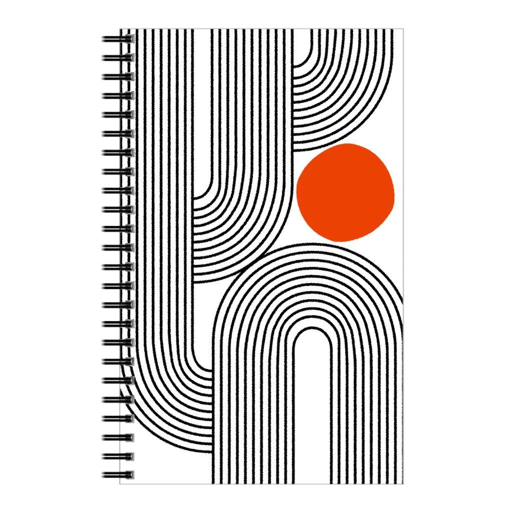 Rising Sun Minimal Geometric Lines Notebook, 5x8, Red