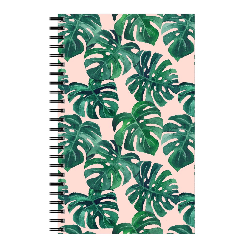Watercolor Monstera Leaves Notebook, 5x8, Green