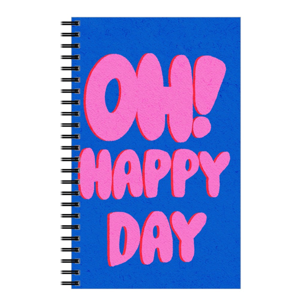 Oh! Happy Day - Blue and Pink Notebook, 5x8, Pink, Bright Pink