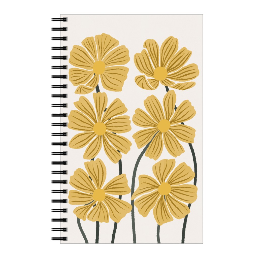 Botanical Cosmos Flowers Notebook, 5x8, Yellow