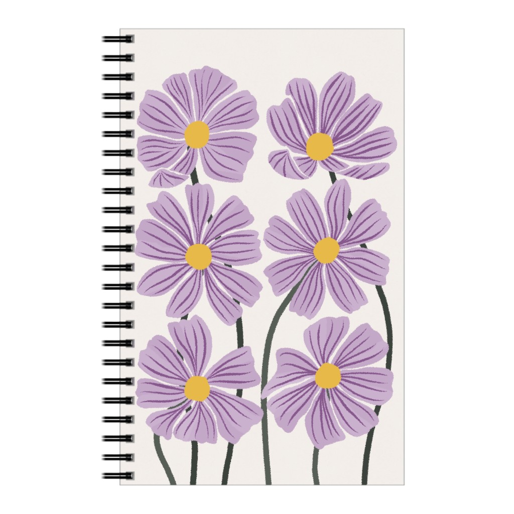 Botanical Cosmos Flowers Notebook, 5x8, Purple, Violet