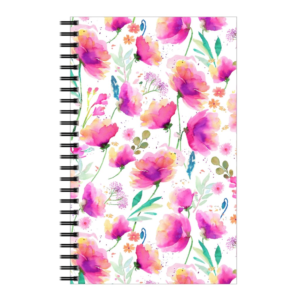 Abstract Poppies - Pink Notebook, 5x8, Pink, Bright Pink
