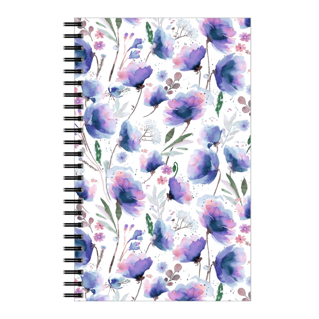 Abstract Poppies - Blue Notebook, 5x8, Blue