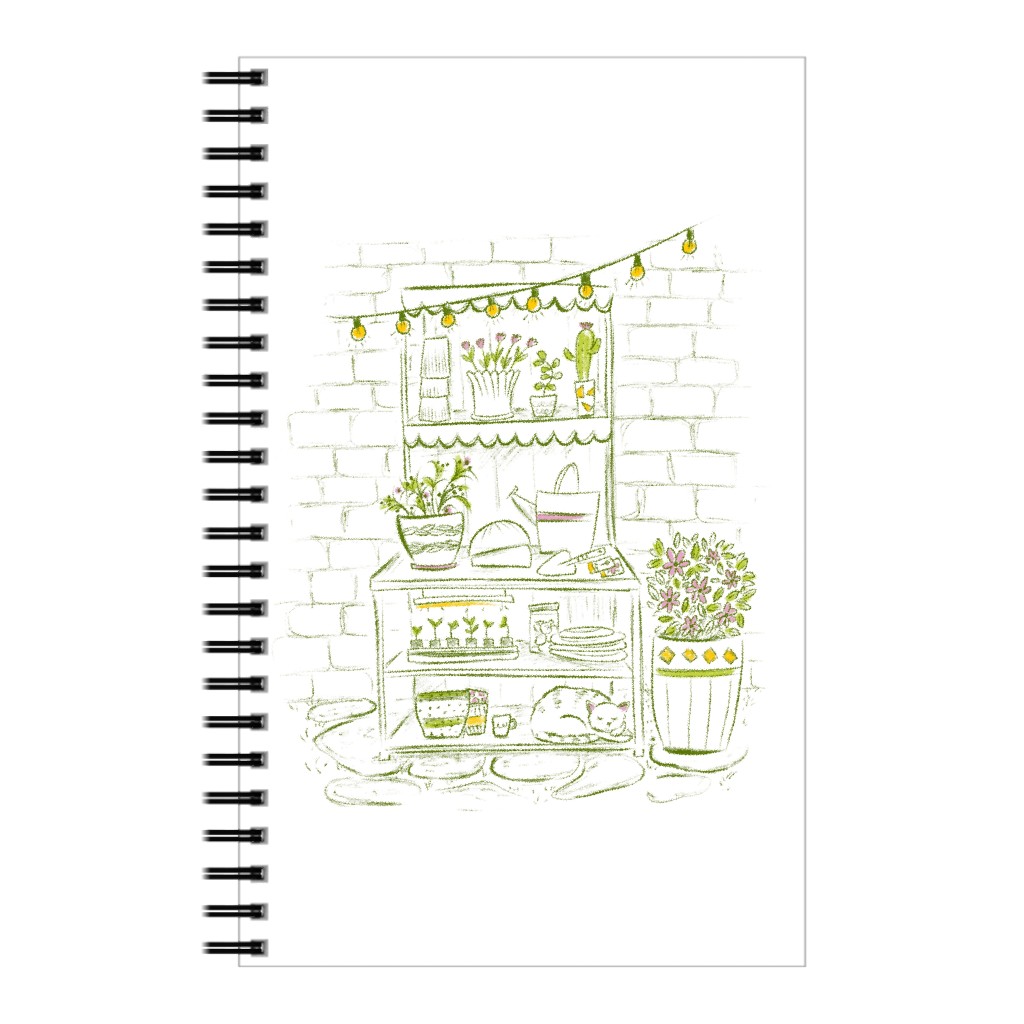 the Cat Nap Potting Stand - Green Notebook, 5x8, Green