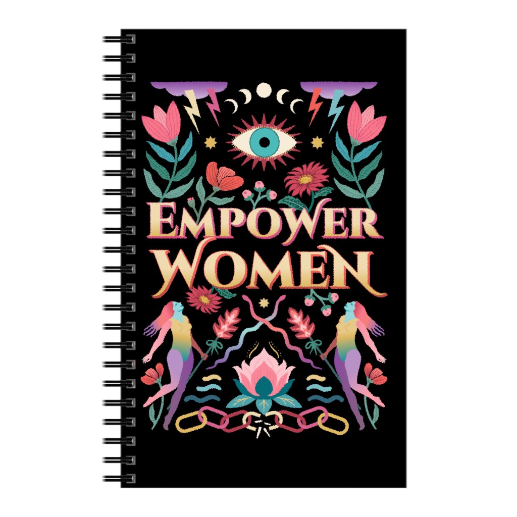 Empower - Multi on Black Notebook, 5x8, Black, Black