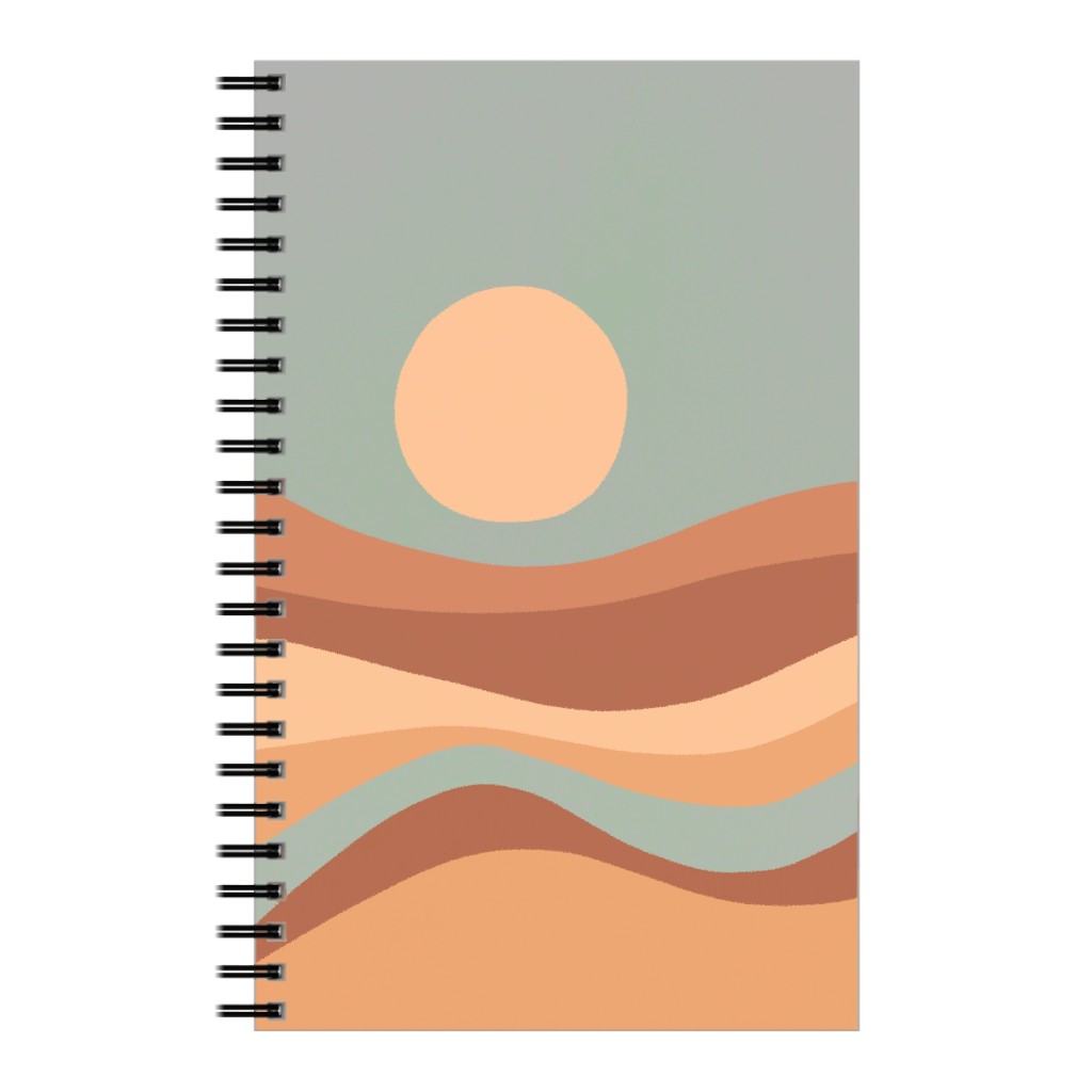 Tropical Seaside Sunrise With Waves - Blue and Orange Notebook, 5x8, Multicolor